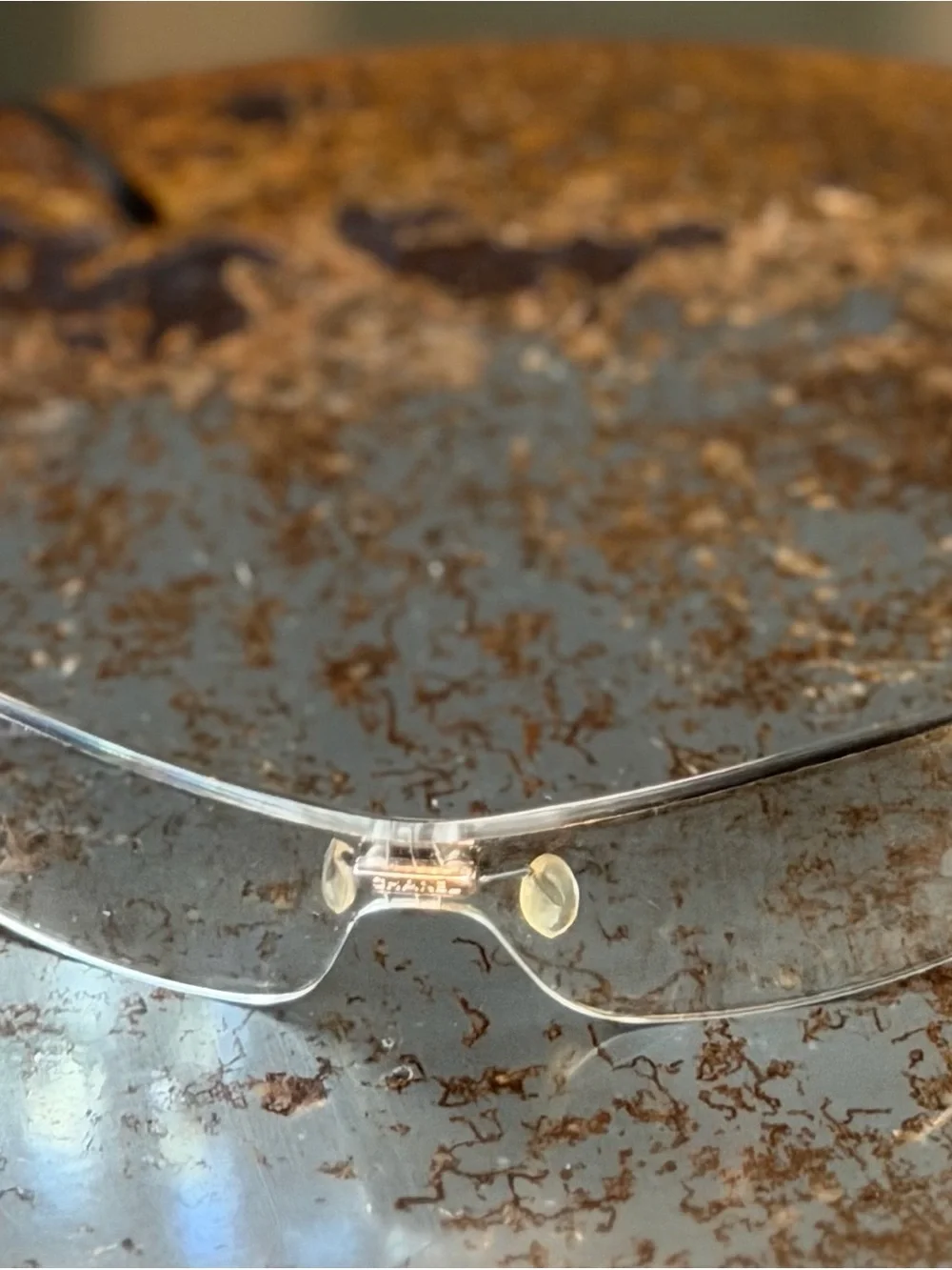 CHANEL Clear Rimless Shield Sunglasses with Silver Temples